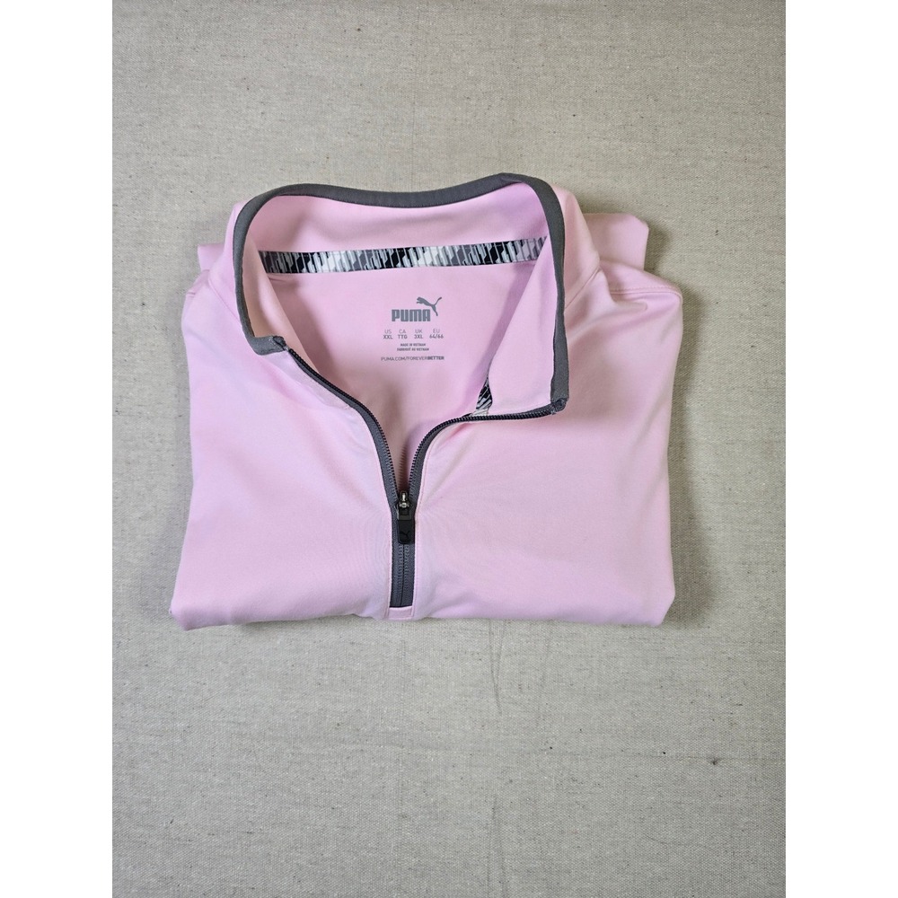 Puma Golf Mens XXL Pink Grey Quarter Zip Pullover Long Sleeve Performance Shirt - Picture 7 of 7